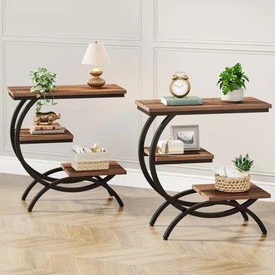 استند چوبی فلزی سه طبقه نیم دایره